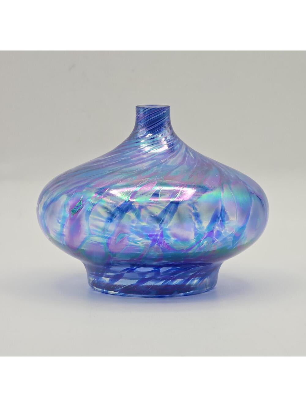 Roger Vines Iridescent Art Glass Oil Lamp/Paperweight - blue/purple